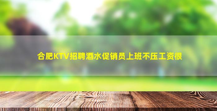 合肥KTV招聘酒水促销员上班不压工资很